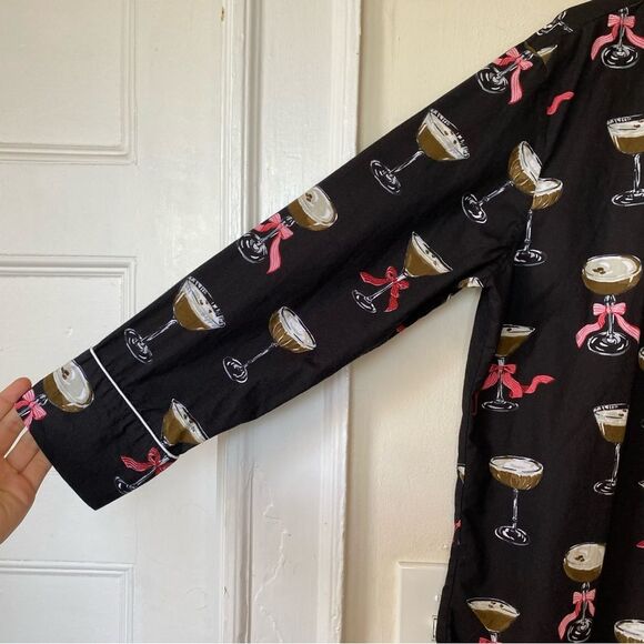 PRINTFRESH & Wine Enthusiast Espresso Martini Cotton Pajama PJ Top Black Medium - Picture 7 of 12